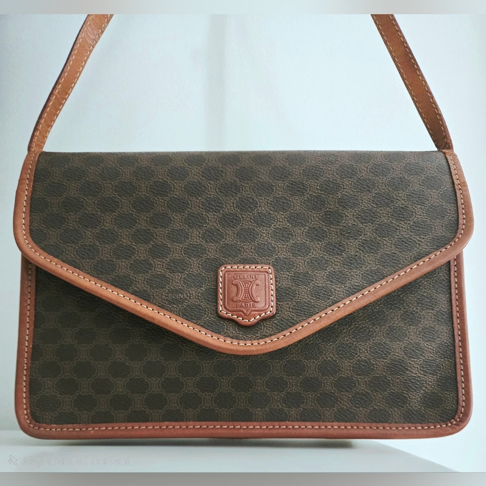 Authentic CELINE Macadam Pochette Clutch Crossbody Wallet WOC Shoulder Bag - Picture 2 of 16